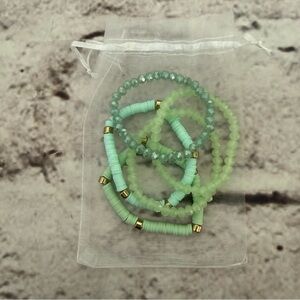 Set of Five Beaded Stretch Elastic Bracelets